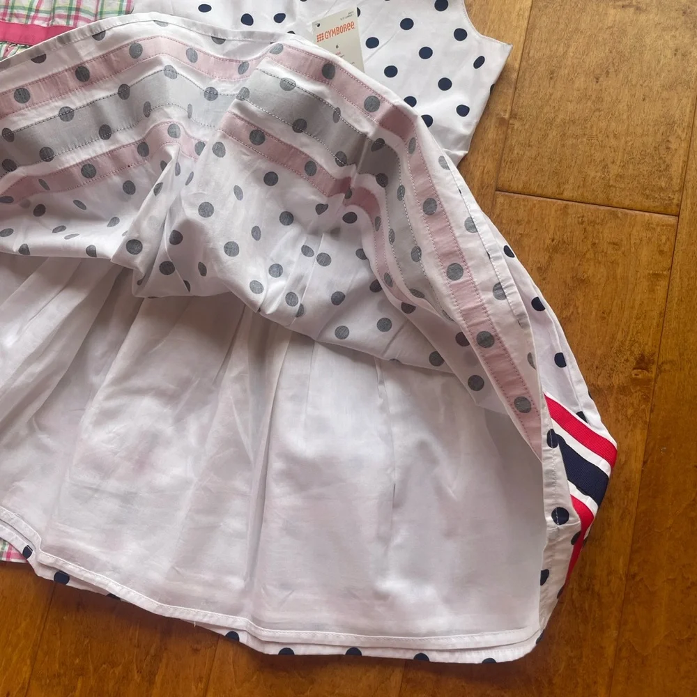 Bundle 2 NWT Gymboree girl dress sundress cotton sz 6 plaid polka empire waist